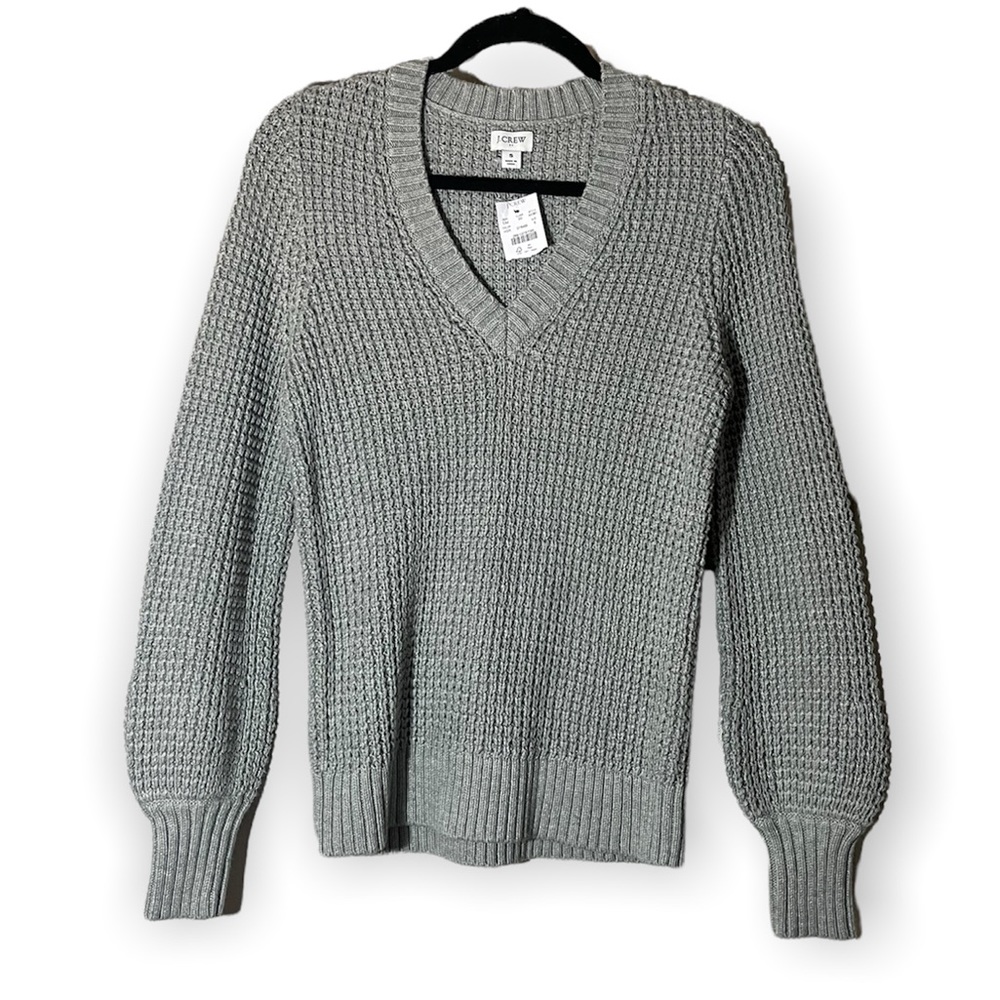 J-Crew Gray Knitted V-Neck Sweater